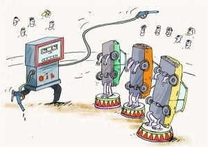 Oil prices, pavel constantin, cagle, Oct. 8, 2013