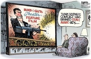 Comcast, gun and ammo ads, Cagle, Aug. 29, 2013