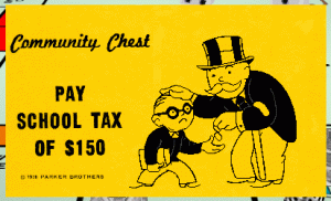 Monopoly game school tax card