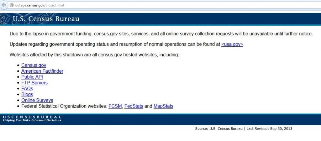 Census shutdown notice