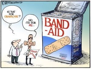 obamacare bandaid, weyant, cagle, Dec. 13, 2013