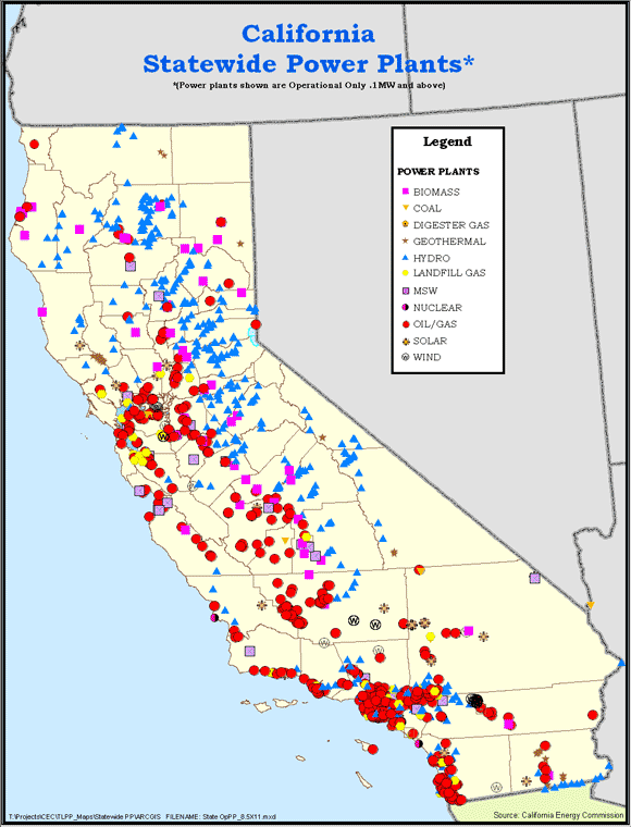 California statewide power plants