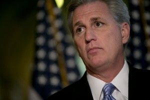 Majority Whip Kevin McCarthy, a Republican from California, speaks during a news conference at the U.S. Capitol in Washington, D.C., U.S., on Monday, Feb. 25, 2013. U.S. lawmakers have four days to avoid the start of across-the-board government spending cuts, known as sequestration. So far, there is little indication that President Barack Obama and congressional Republicans will reach an agreement this week. Photographer: Andrew Harrer/Bloomberg via Getty Images