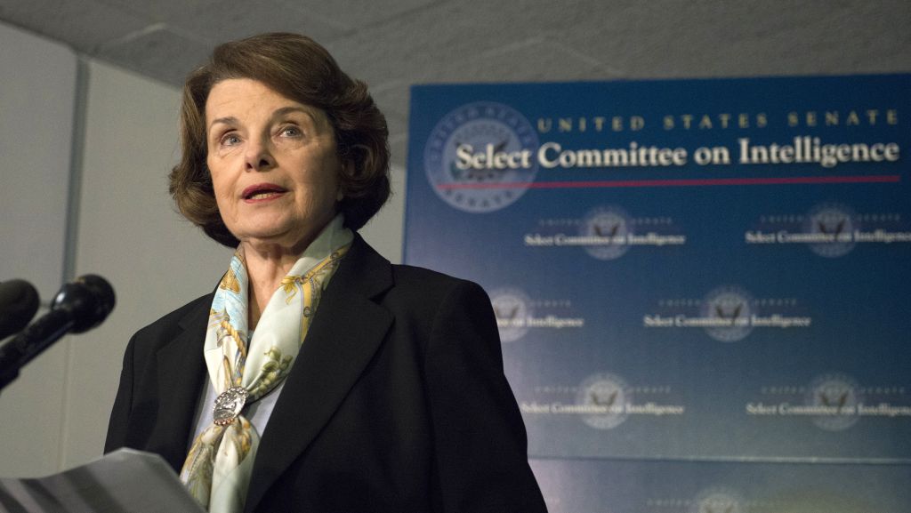 Senate Intelligence Committee Chairwoman Dianne Feinstein, D-Calif., speaks after a closed-door meeting Thursday on Capitol Hill. The panel voted to approve declassifying part of a report on Bush-era interrogations of terrorism suspects.